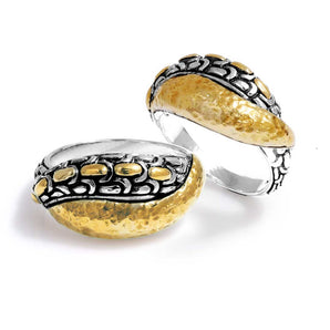 Sterling Silver Ring Sisik Naga, 18K Gold