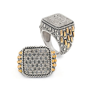 Gold & Silver Ring White Topaz, Sisik Naga