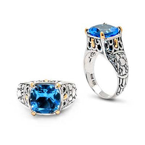 Silver & Gold Ring Sisik Naga, Blue Quartz