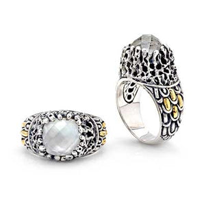 Gold & Silver Ring Sisik Naga, White Mabe