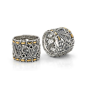 Gold & Silver Ring Sisik Naga, Black Onyx