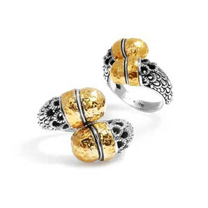 Silver Ring, 18K Gold Accent Sisik Naga Motif
