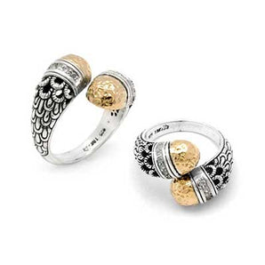 Gold & Silver Ring, Sisik Naga White Topaz Pave