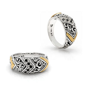 Gold & Silver Ring, Mega Mendung Collection BS Pave
