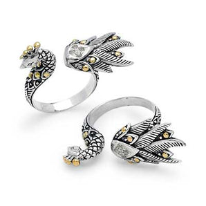 Gold & Silver Ring, Phoenix White Topaz Pave