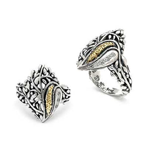 Gold & Silver Ring, Tree Collection 18K Gold & White Topaz