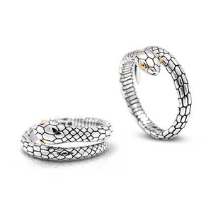 Silver & Gold Ring, Black Mamba Snake Motif
