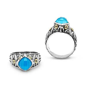Gold & Silver Ring, Turquoise Crystal