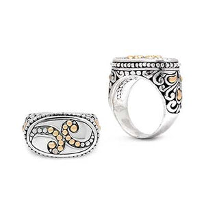 Gold Silver Ring Bali Motif