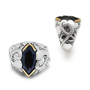 Gold & Silver Ring, Crocodile Motif Amethyst