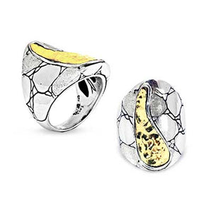 Gold & Silver Ring, Crocodile Saddle Motif