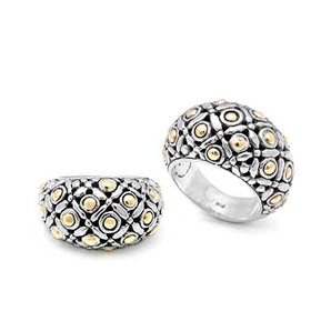 Gold & Silver Ring, Soka Flower Motif