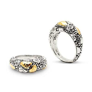 Gold & Silver Ring, Crocodile Skin Collection