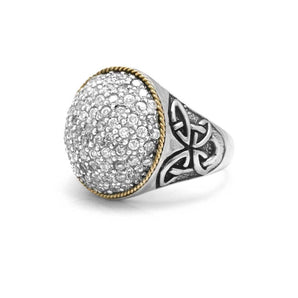 Gold & Silver Ring, Round White CZ Pave