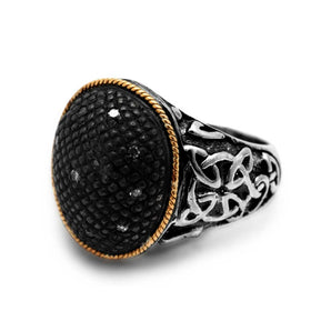 Silver & Gold Ring, Bali Celtic Motif White Topaz