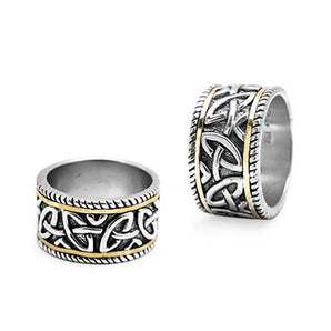 Silver & Gold Ring, Celtic Motif Sizing Bar