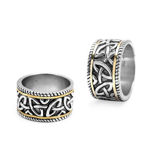 Silver & Gold Ring, Celtic Motif Sizing Bar
